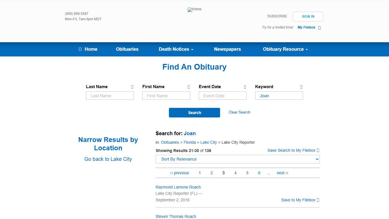 Lake City Reporter Obituaries (2013 – 2026) - Lake City, FL