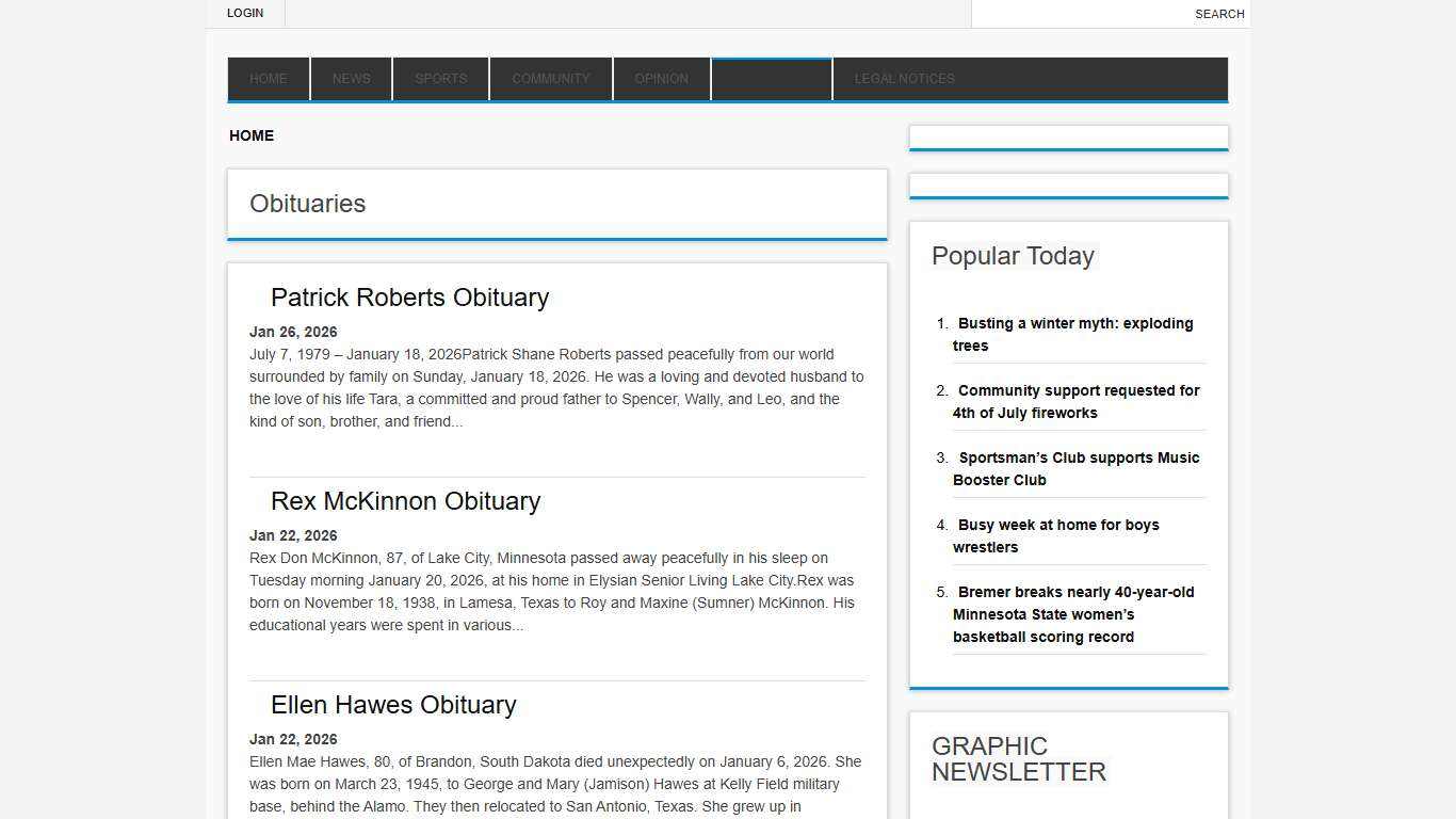 Obituaries Lake City Graphic