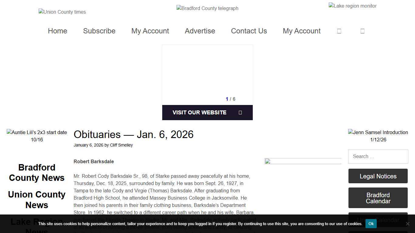 Obituaries — Jan. 6, 2026 – Bradford County Telegraph