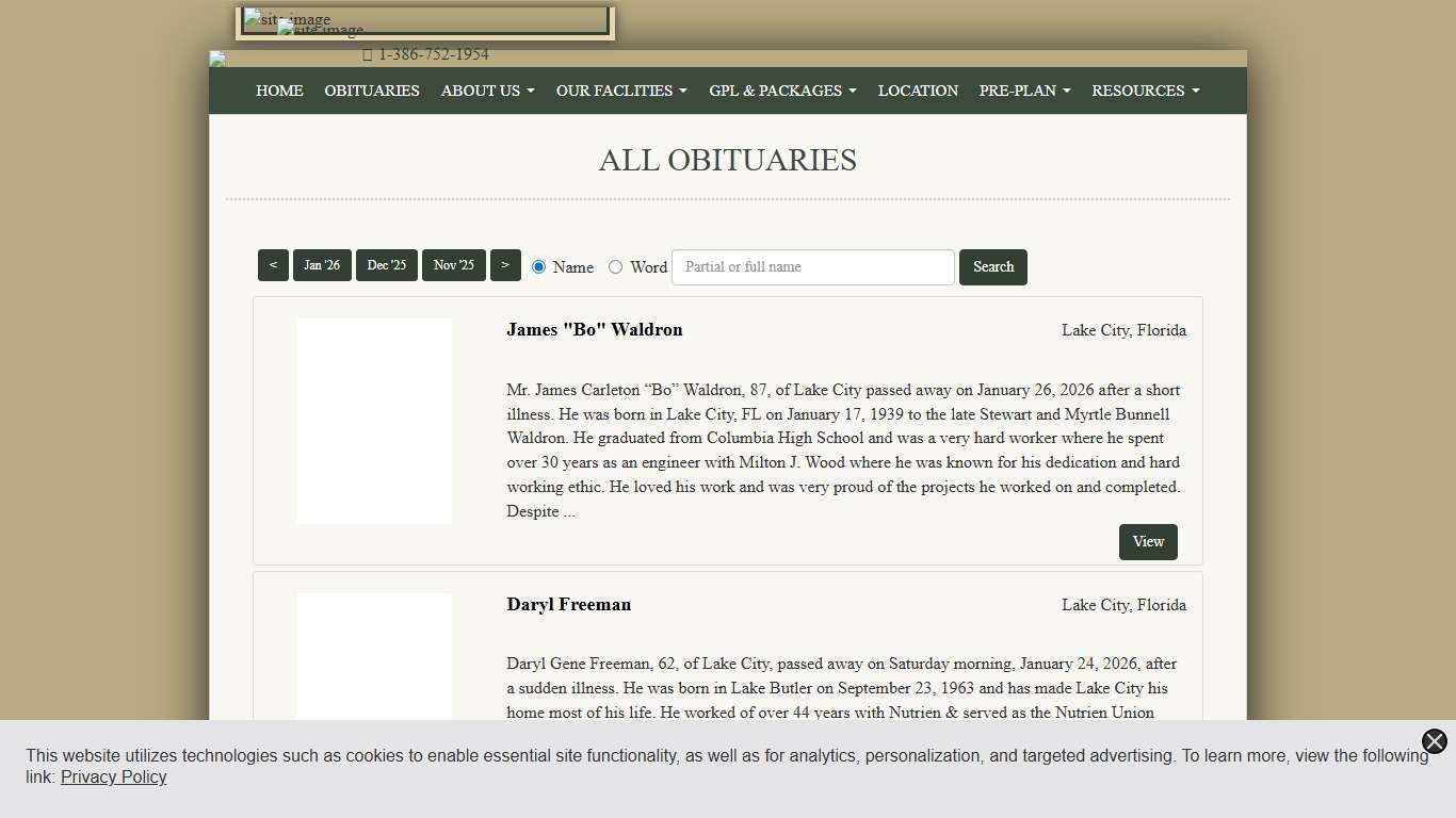 All Obituaries Gateway-Forest Lawn Funeral Home Lake City, FL